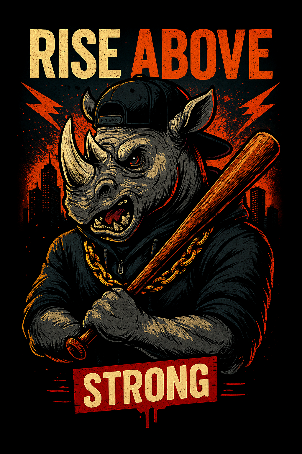 Rise Above – Strong Rhino Streetwear Graphic